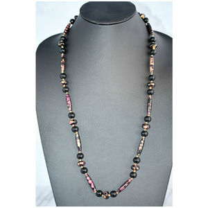 Vintage 29" Necklace Black/Gold/Red